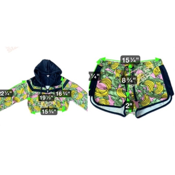 Juicy Couture 2 Piece Set Cropped Hoodie Zip Jacket & Shorts Bananas Large Y2K - Picture 7 of 10
